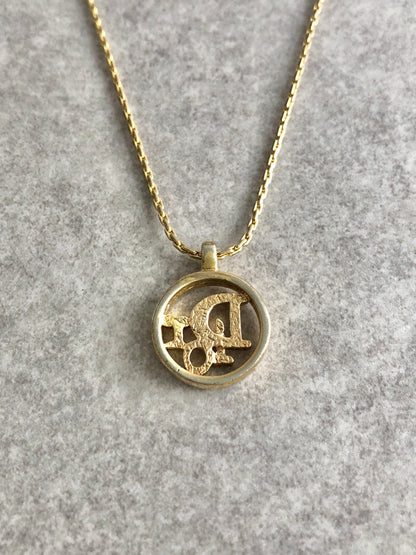 Christian Dior Logo Motif Necklace Gold Vintage fmzag2