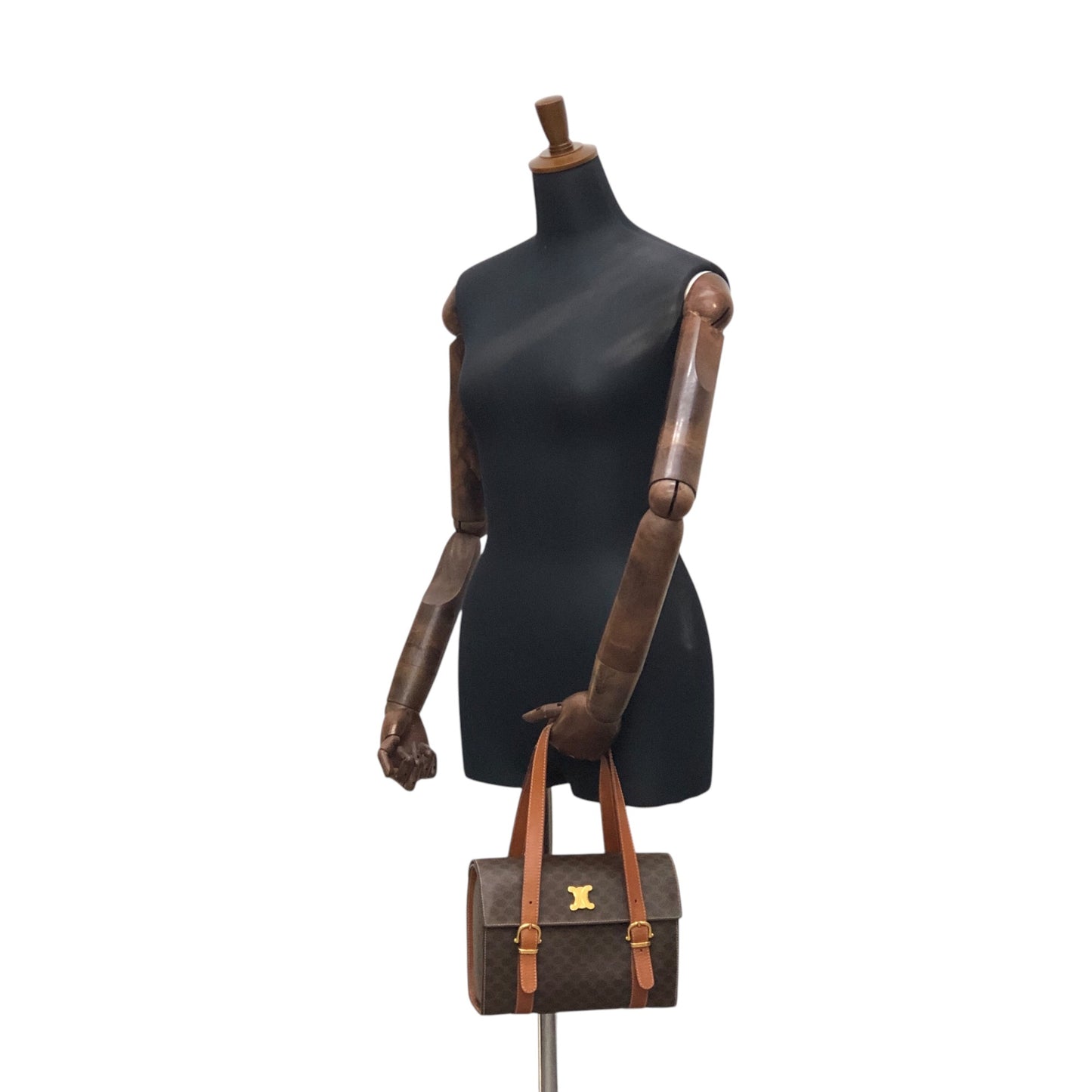 CELINE Macadam Triomphe Handbag Vanity bag Brown Vintage bfhyyr