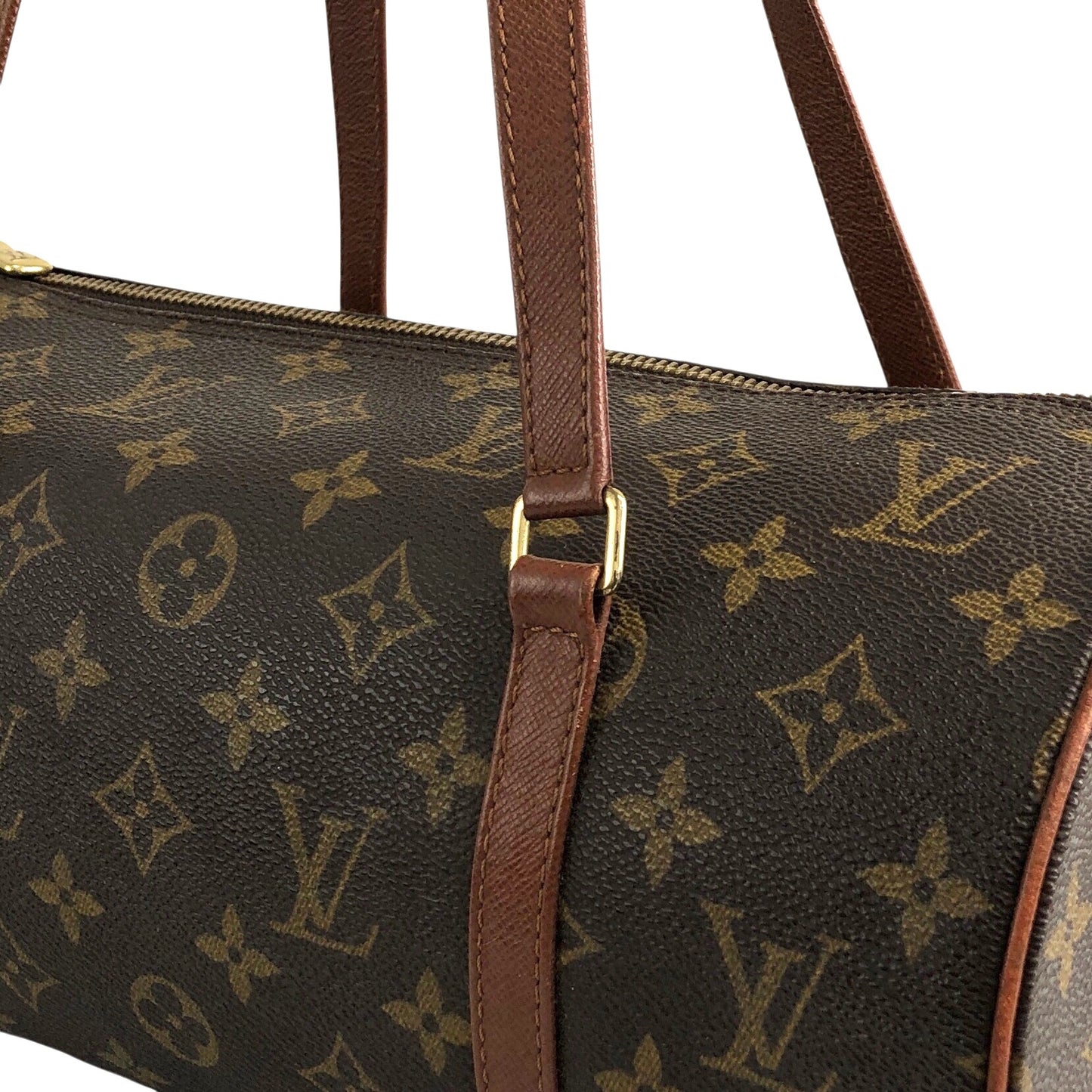 LOUIS VUITTON Monogram Handbag Pouch Brown Vintage 537a4y