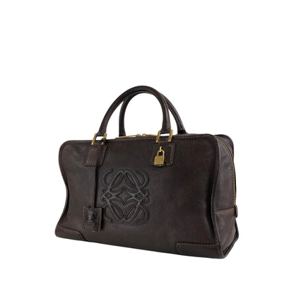LOEWE Amazona Anagram Small Boston bag Handbag Brown Vintage kfcz5t