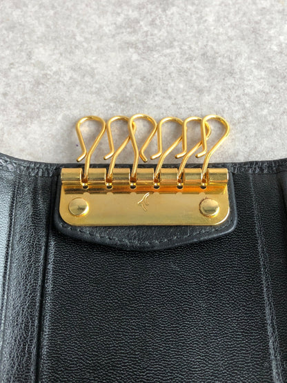 Christian Dior Logo Key Case Black Vintage jcym25