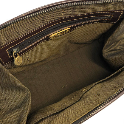 FENDI Zucca Jacquard Leather Two-way Handbag Shoulder bag Brown Vintage n3b6d8