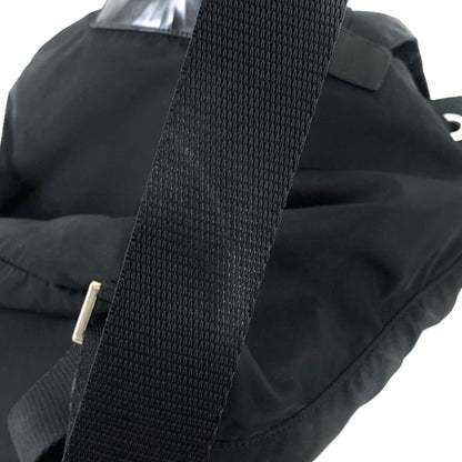PRADA Triangle Logo Double Pocket Nylon Leather Backpack Black Vintage mkjw48