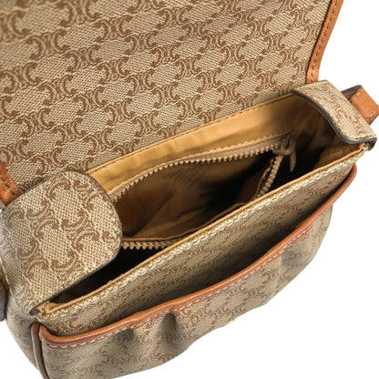 CELINE Macadam Triomphe Front Buckle Shoulder bag Beige Vintage xwff8x