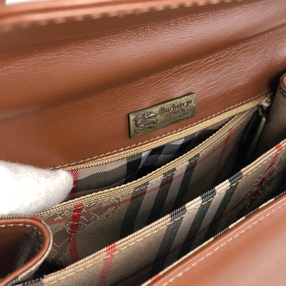 BURBERRY Front Lock Top Handle Handbag Brown Vintage 8sk6uz