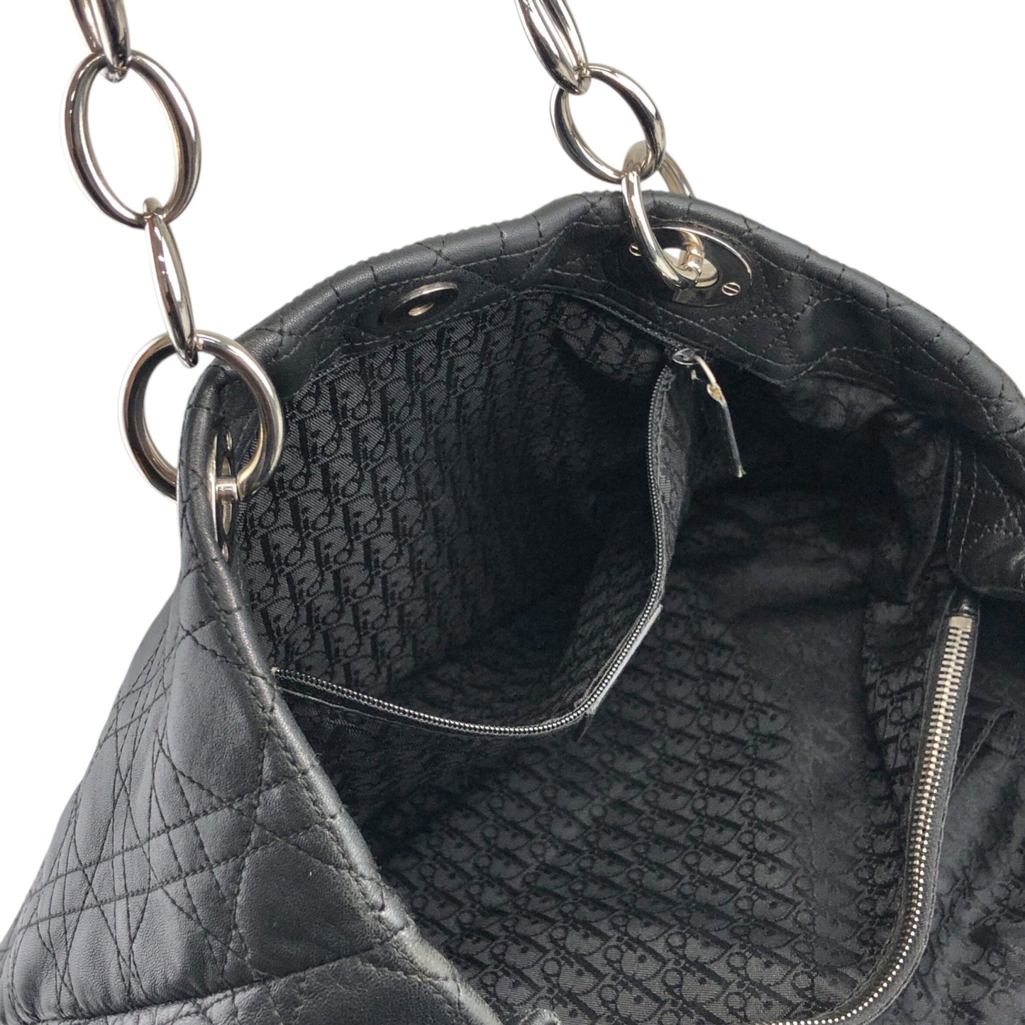 Christian Dior Lady Dior Cannage Charm Totebag Black Vintage niu5pt