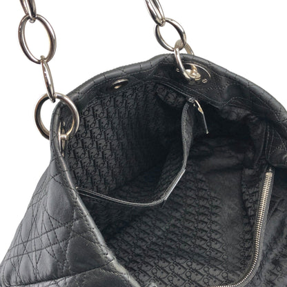 Christian Dior Lady Dior Cannage Charm Totebag Black Vintage niu5pt