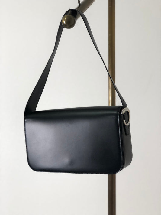 Cartier Flap Leather Shoulder bag Black Vintage mhshjb