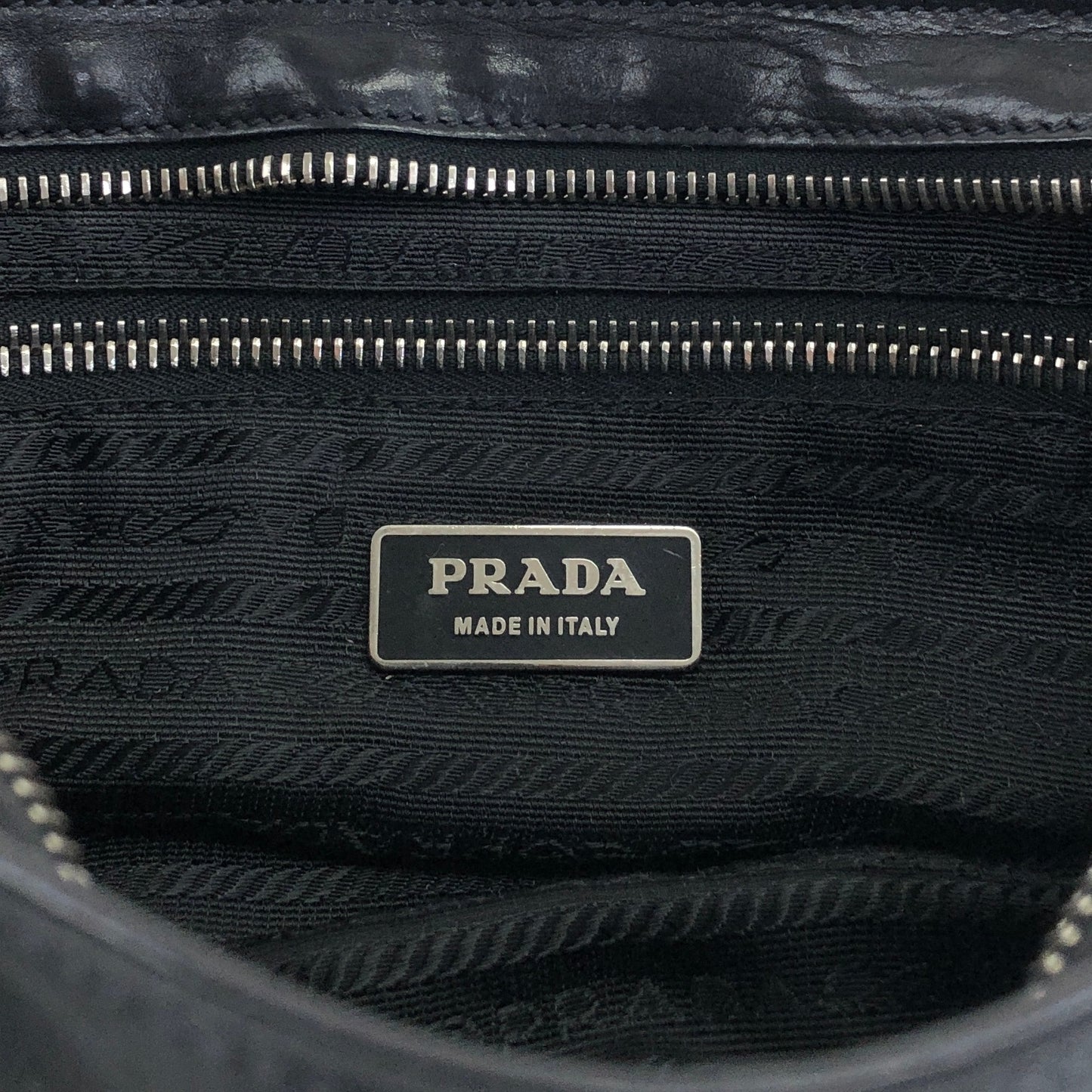PRADA Tessuto Triangle Logo Front Buckle Shoulder bag Black Vintage dgr7v8