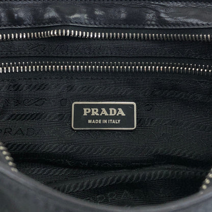 PRADA Tessuto Triangle Logo Front Buckle Shoulder bag Black Vintage dgr7v8