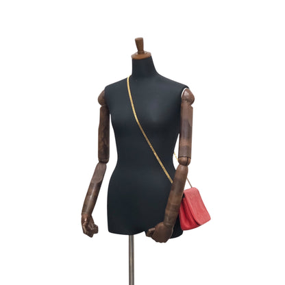 CELINE Triomphe Stitch Chain Shoulder bag Red Vintage 2vaduu