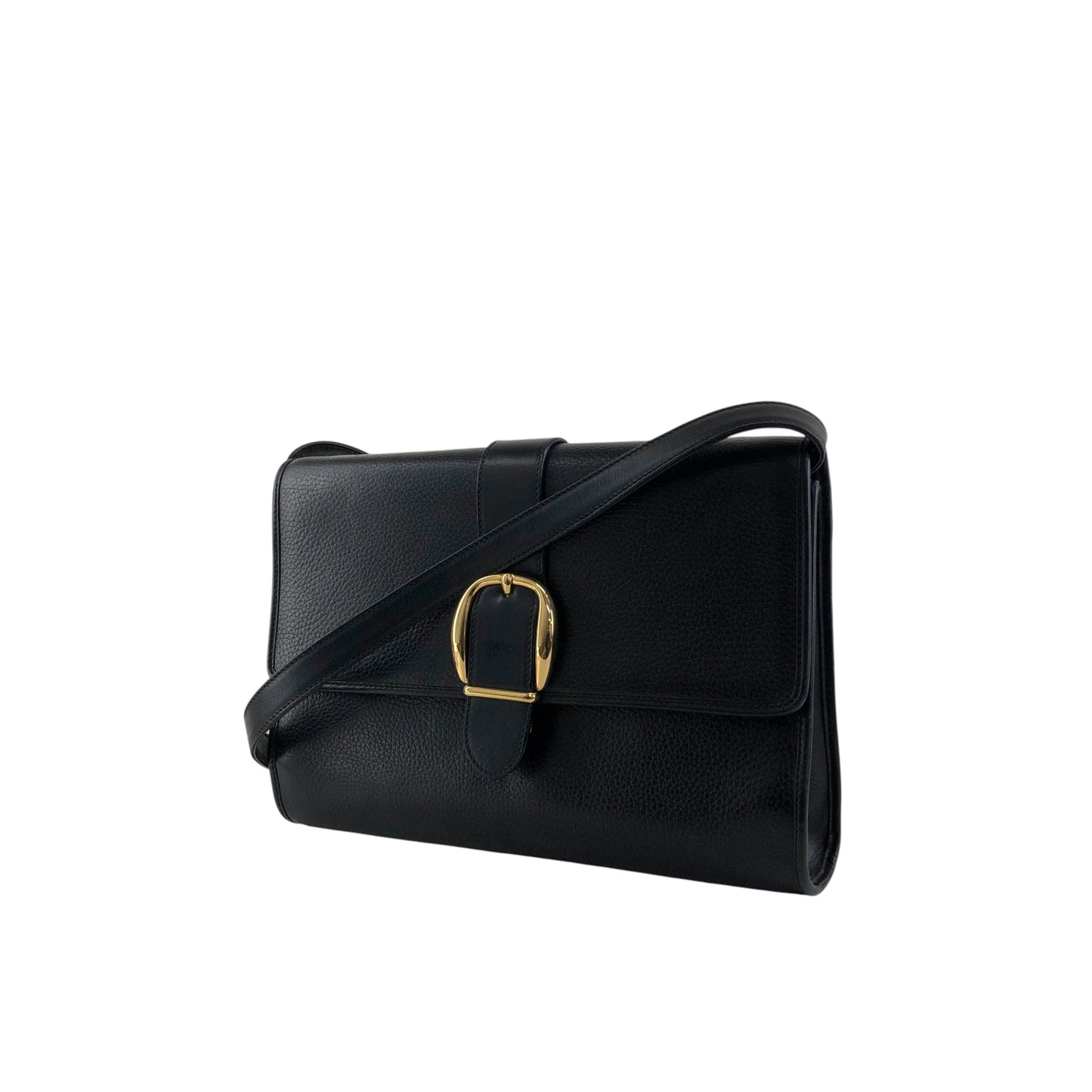 GUCCI Front Buckle Shoulder bag Black Vintage zbczdz