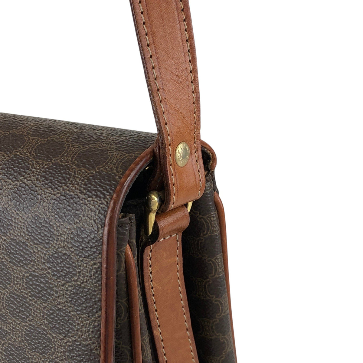 CELINE Macadam Blason Shoulder bag Brown Vintage z55y7s