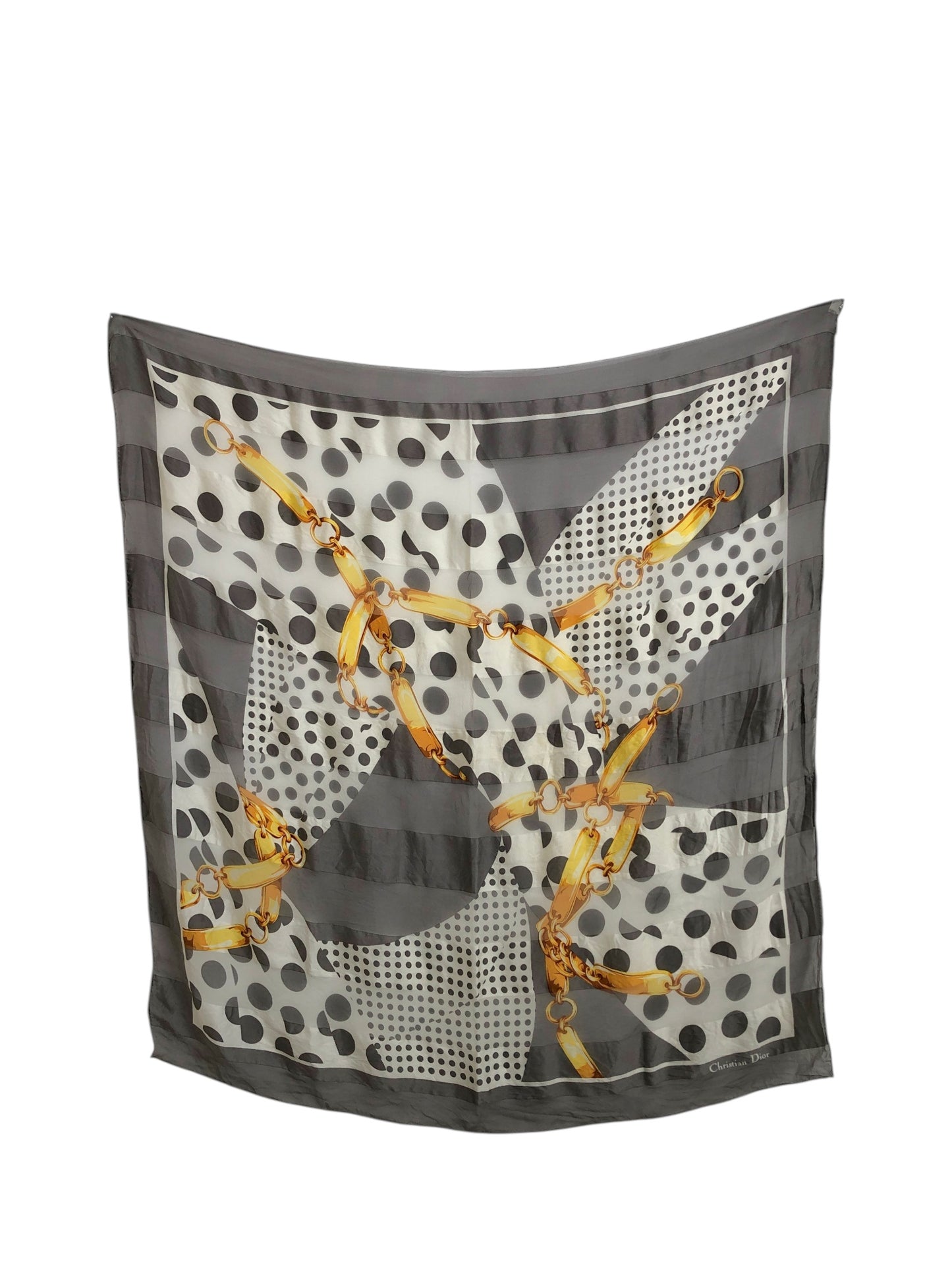 Christian Dior Scarf Silk Gray Vintage y8i6vb