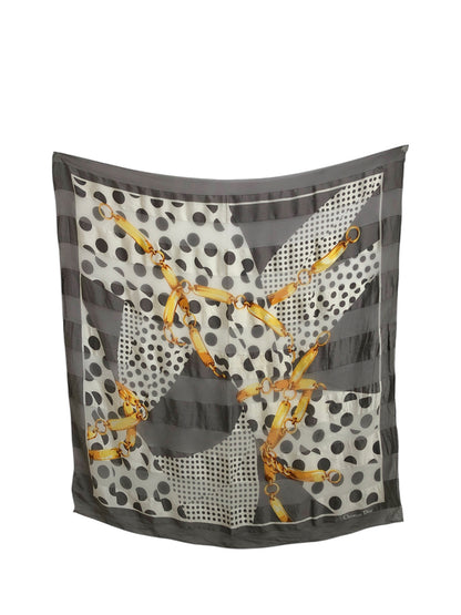 Christian Dior Scarf Silk Gray Vintage y8i6vb
