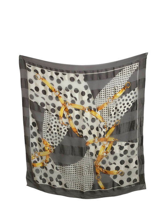 Christian Dior Scarf Silk Gray Vintage y8i6vb