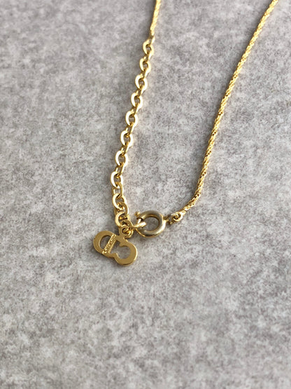 Christian Dior Fake Pearl Necklace Gold Vintage ntupyn