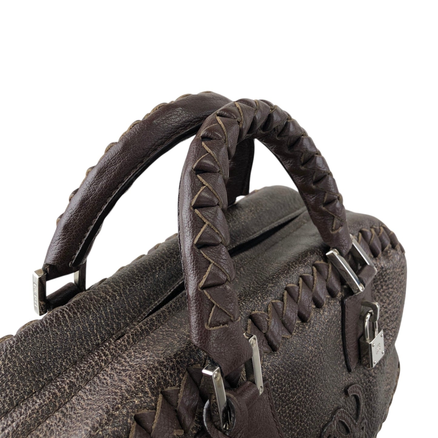 LOEWE Amazona28 Anagram Handbag Boston bag Brown Vintage rd4izx