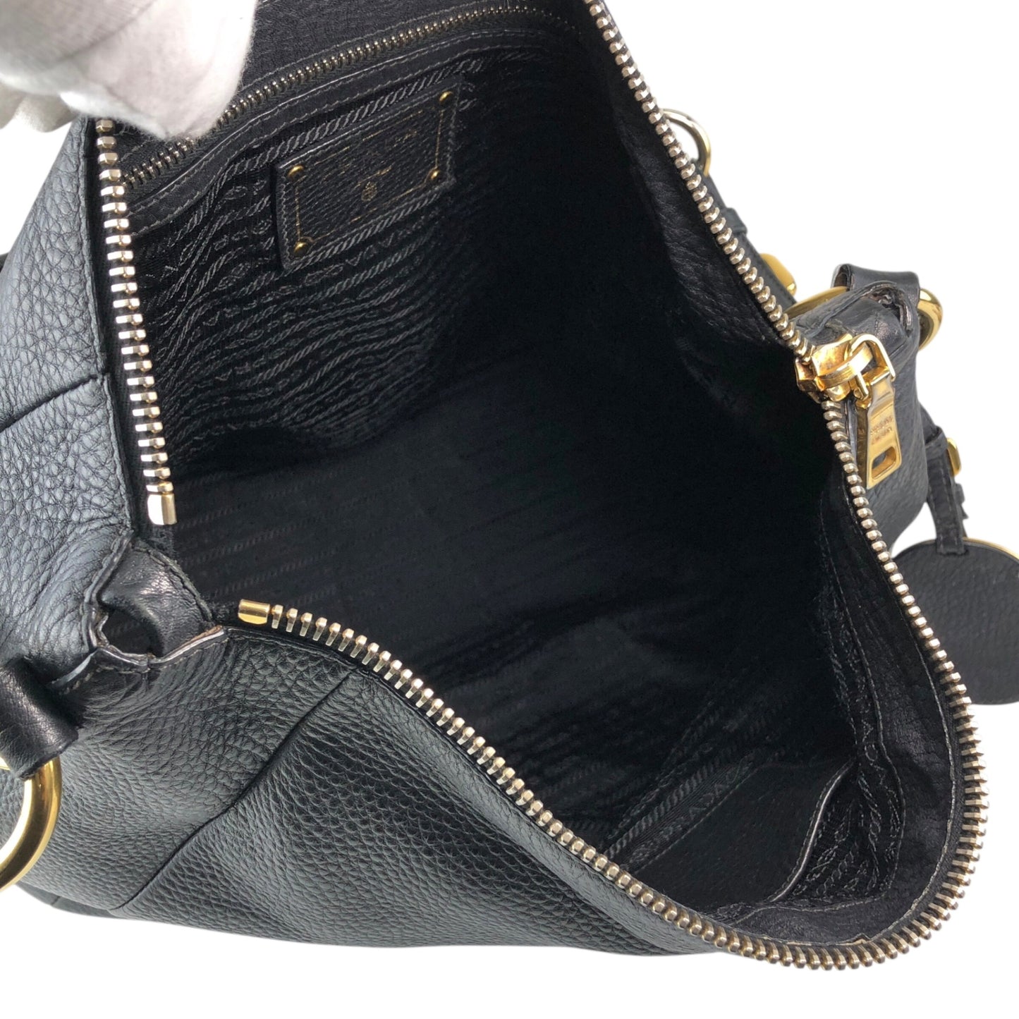 PRADA Logo Shoulder bag Black Vintage mxb7r6