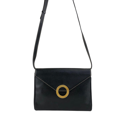 CELINE Circle Logo Shoulder bag Black Vintage 3sg788