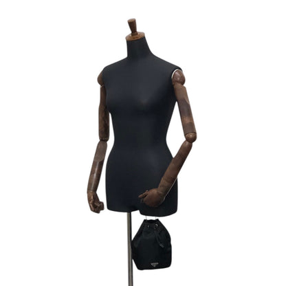 PRADA Tessuto Triangle Logo Drawstring Small Handbag Black Vintage dr5b28