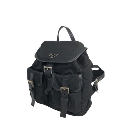 PRADA Triangle Logo Backpack Black Vintage hu5ayn