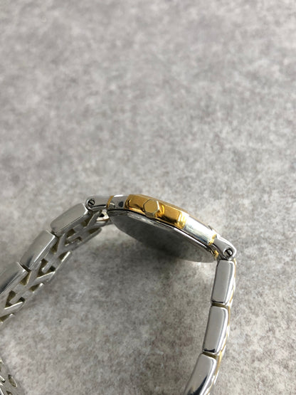 Yves Saint Laurent YSL Logo Octagon Quartz Watch Silver×Gold 2200-226313 Vintage famare
