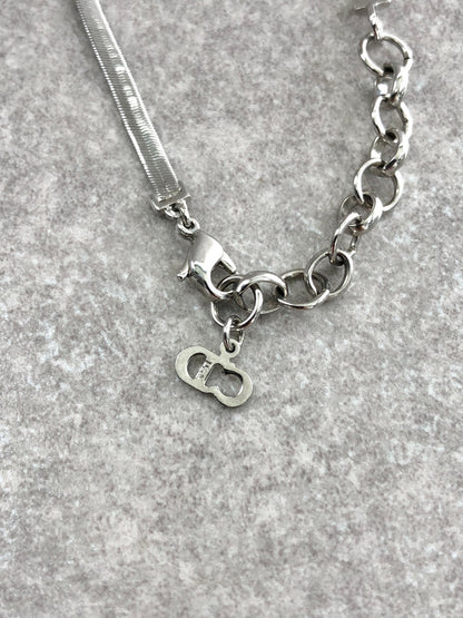 Christian Dior CD Logo Ribbon Bracelet Silver Vintage kkme85