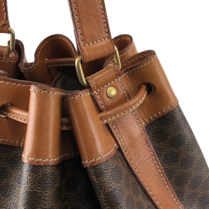 CELINE Macadam Drawstring Shoulder bag Brown Vintage v7knp2
