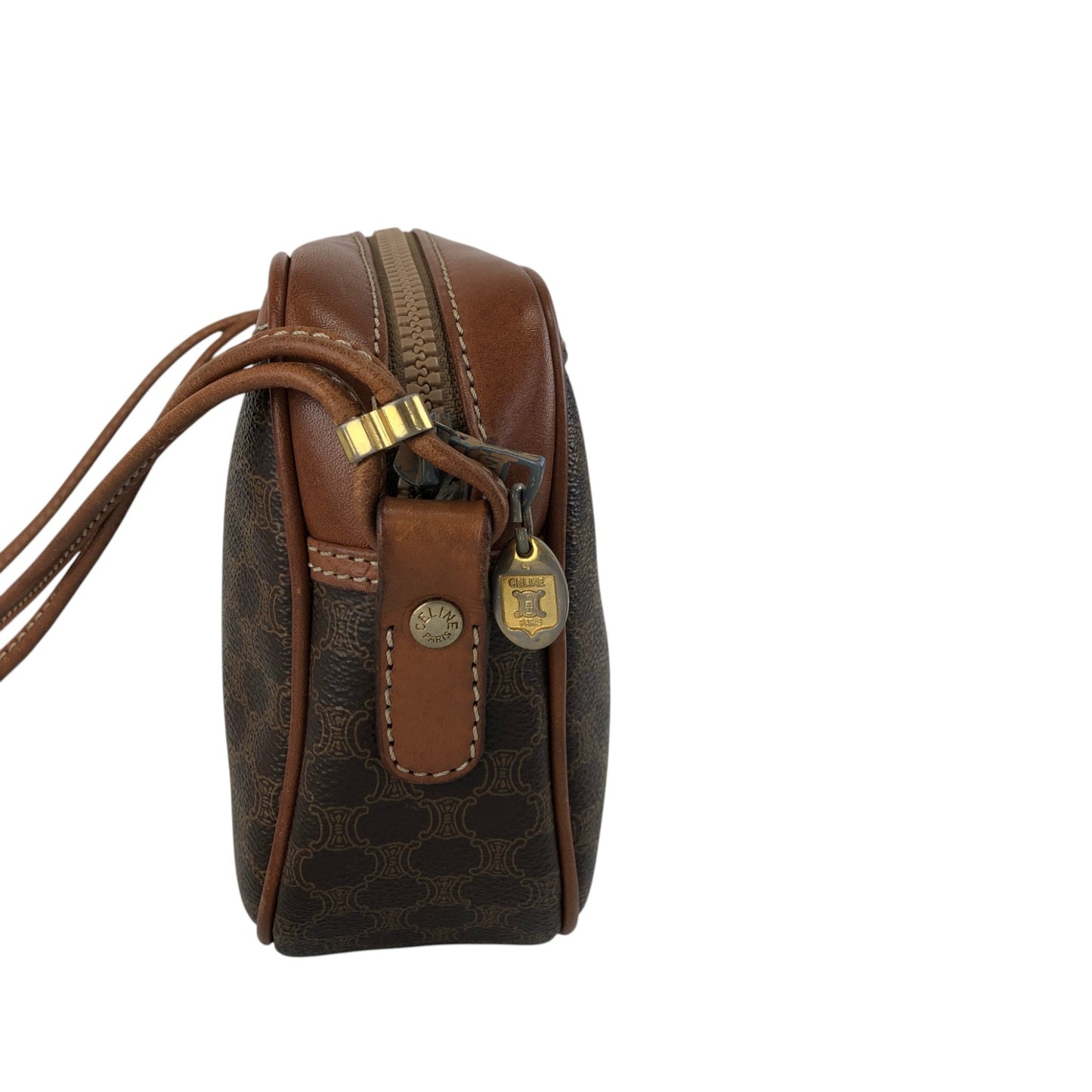 CELINE Macadam Blason Shoulder bag Brown Vintage ebzayc