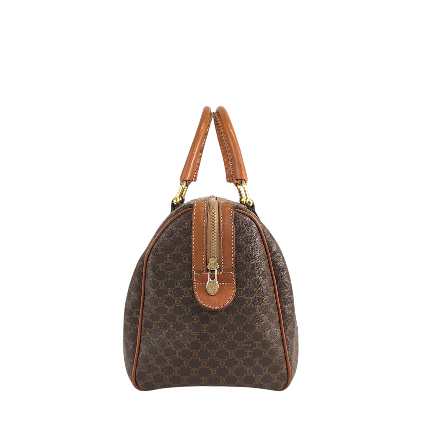 CELINE Macadam Blason Handbag Boston bag Brown Vintage hkkxdj