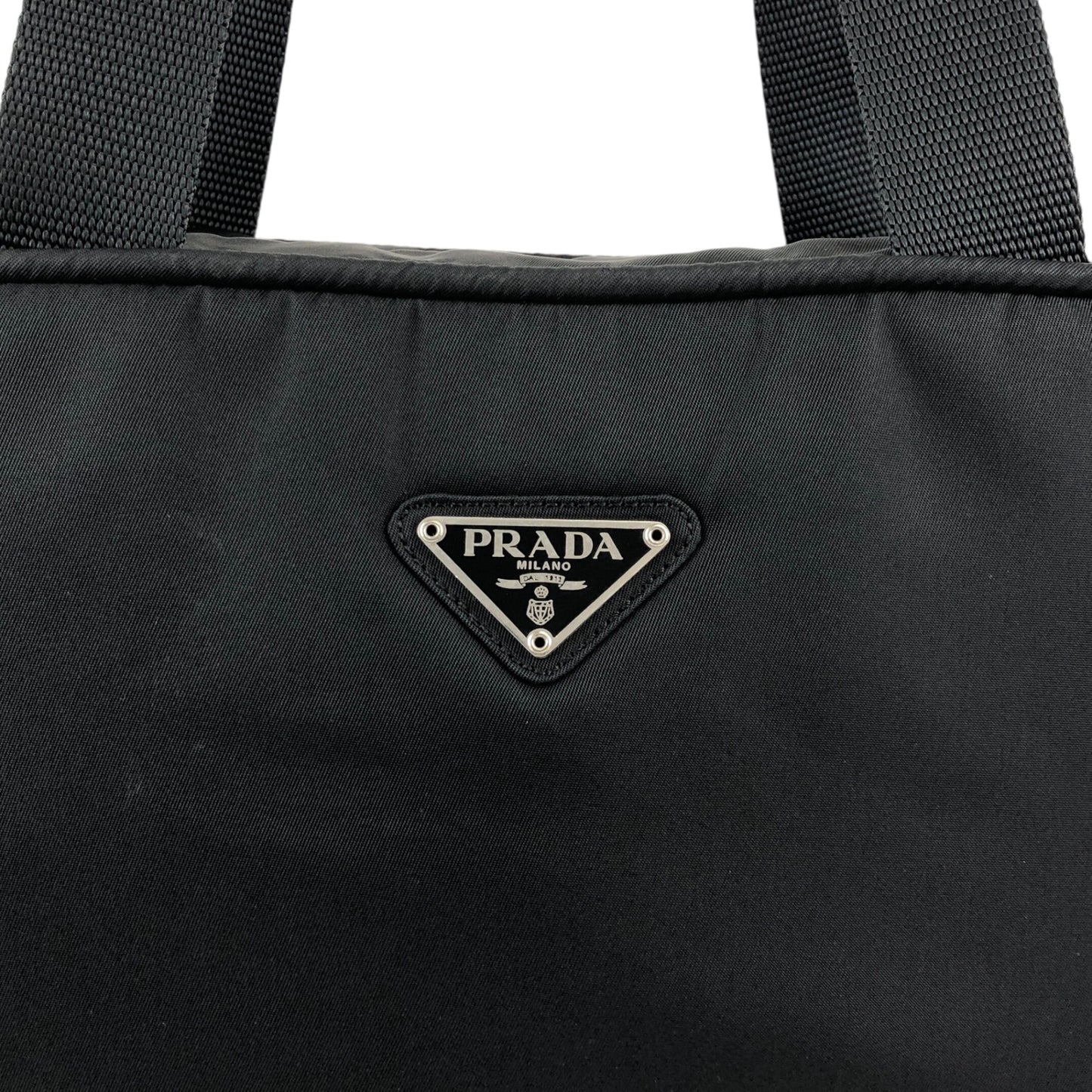 PRADA Tessuto Triangle Logo Padlock Handbag Black Vintage h25vhs
