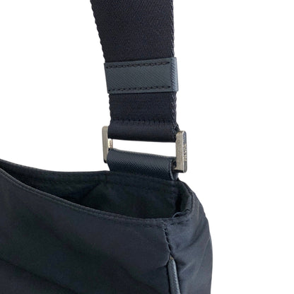 PRADA Logo Front Buckle Shoulder bag Navy Vintage eiigp4
