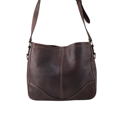 GUCCI Logo Embossed Shoulder bag Brown Vintage 8svbt5