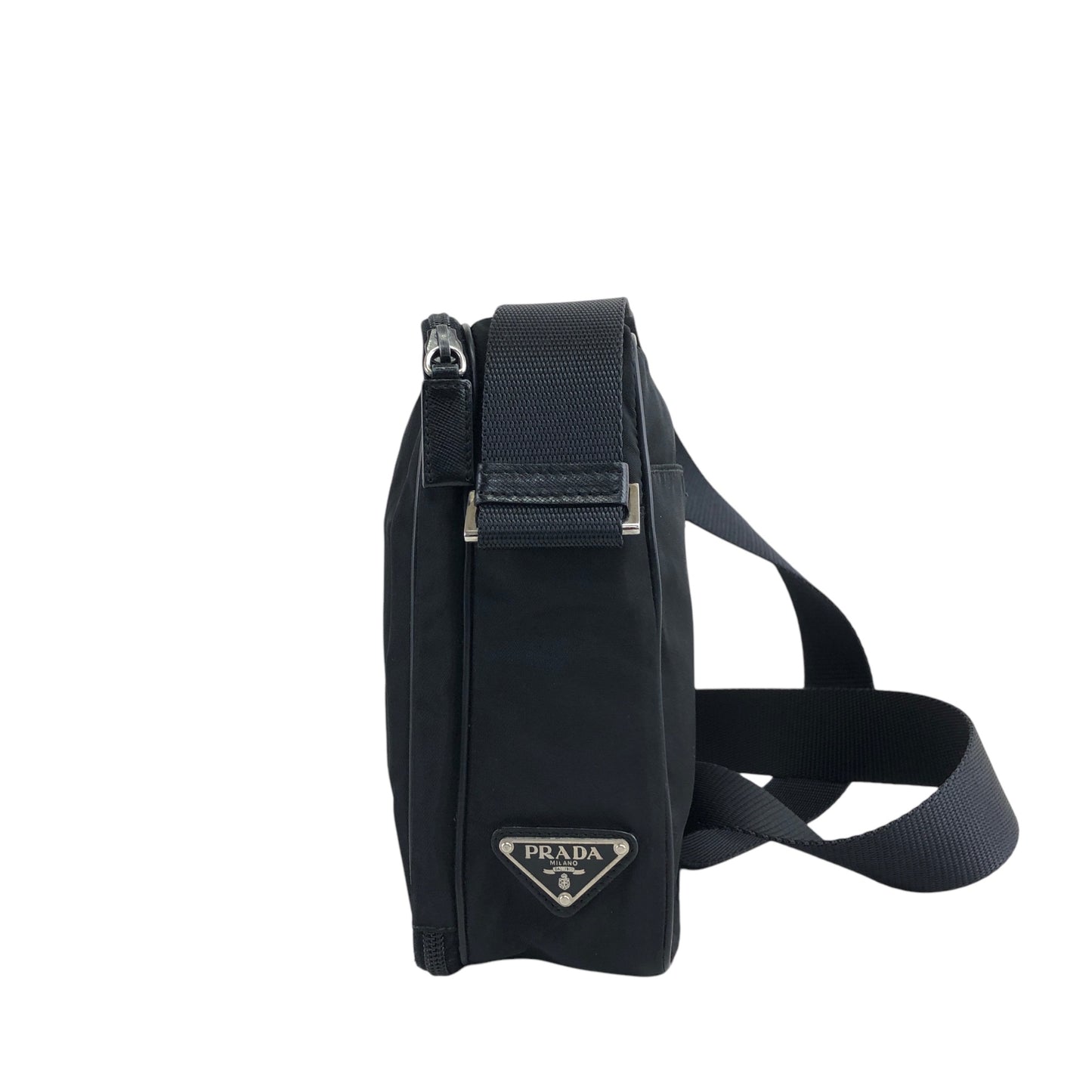 PRADA Triangle Logo Shoulder bag Black Vintage fpcvgd