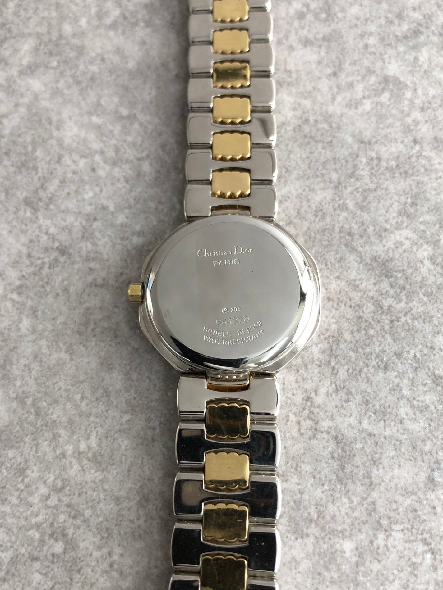 Christian Dior Octagon Watch Silver×Gold D48-203 Vintage timxzz