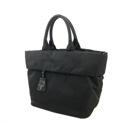 PRADA Triangle Logo Logo Motif Nylon Reversible Handbag Black Vintage arvf8t