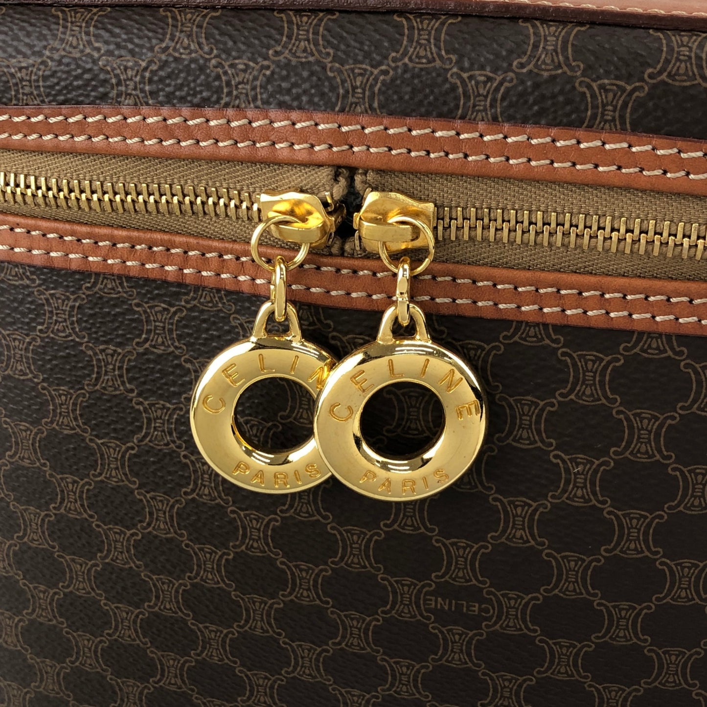 CELINE Macadam Circle Logo Charm Two-way Shoulder bag Vanity bag Brown Vintage 6zcbz5