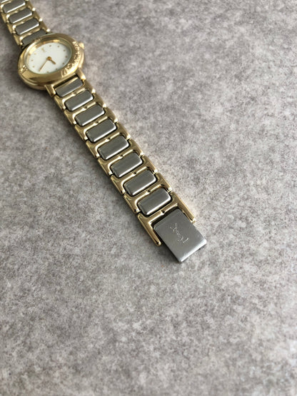 Yves Saint Laurent YSL Logo Quartz Watch Gold 2200-229789 Y Vintage kyi7bd