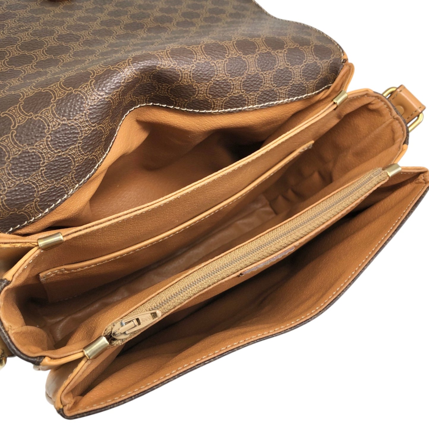 CELINE Macadam Horse Bit Shoulder bag Brown Vintage jdj37k
