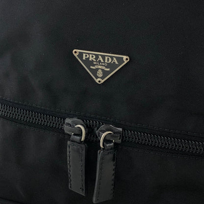 PRADA Triangle Logo Nylon Drawstring Handbag Black Vintage j8fkau