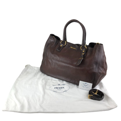 PRADA Logo Two-way Handbag Shoulder bag Brown Vintage ujn2cg