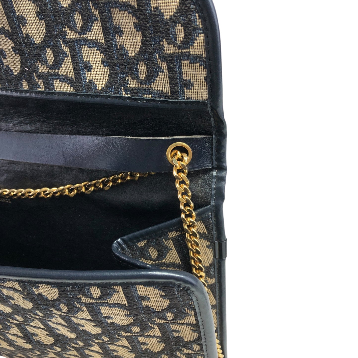 Christian Dior Trotter 鏈條單肩包 海軍藍 復古 gex65u