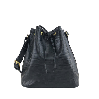 LOUIS VUITTON Epi Drawstring Shoulder bag Black Vintage 3hbnj2