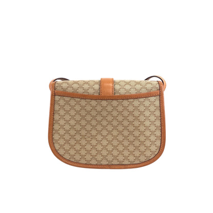 CELINE Macadam Front Buckle Shoulder bag Beige Vintage t3xmcc