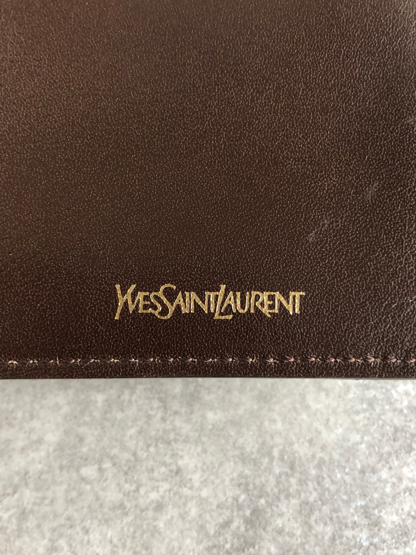 Yves Saint Laurent Logo Metal Clasp Folded Wallet Brown Vintage m5y3xv