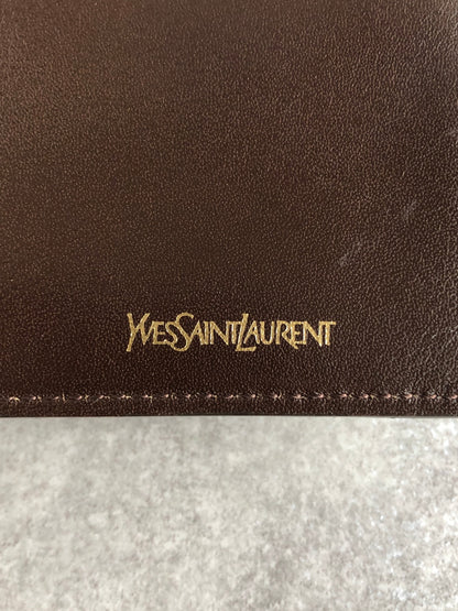 Yves Saint Laurent Logo Metal Clasp Folded Wallet Brown Vintage m5y3xv