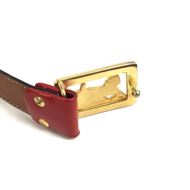 CELINE Horse Carriage Leather Belt Red Vintage Old Celine asvddr