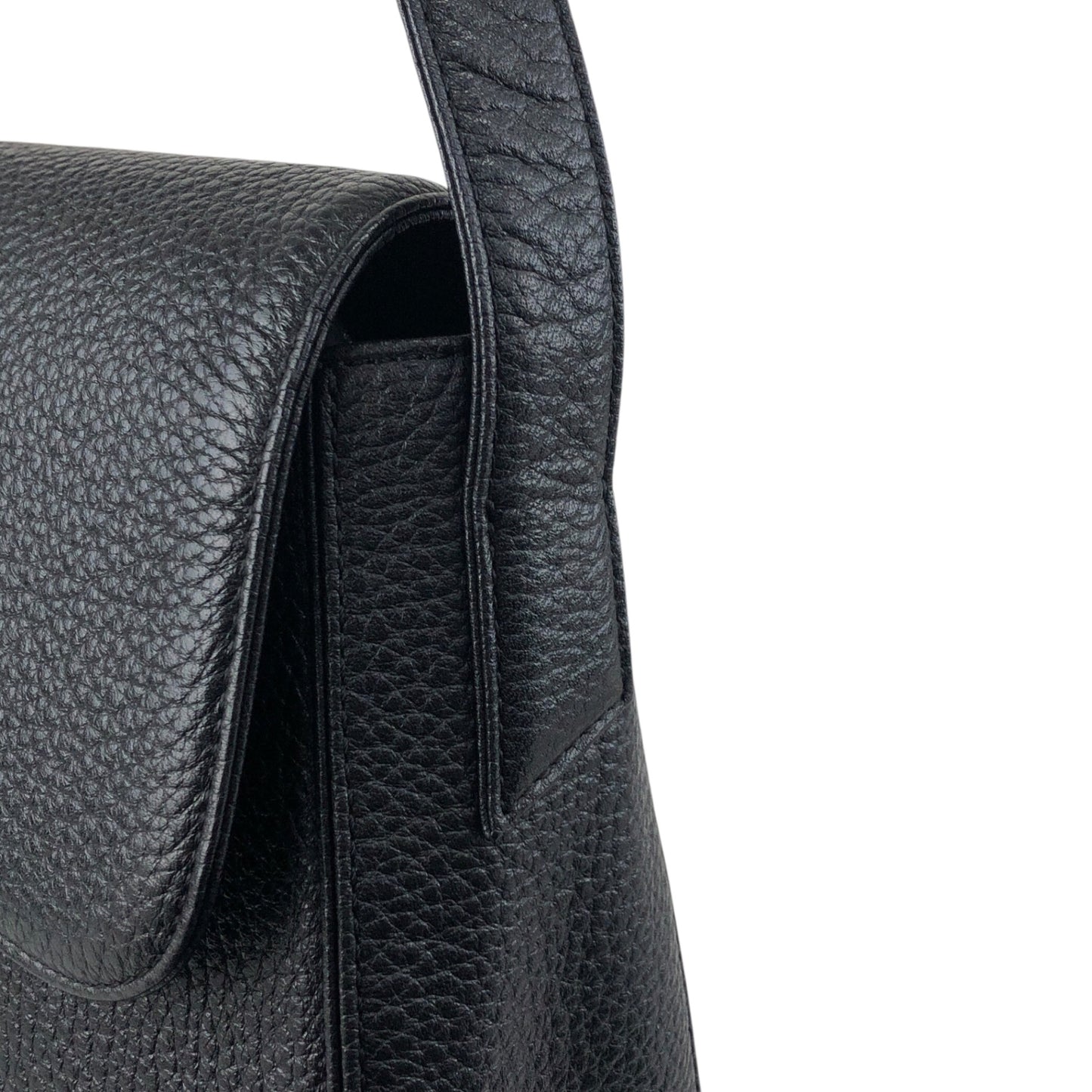 Yves Saint Laurent Logo Front Buckle Shoulder bag Black Vintage f6ymwp