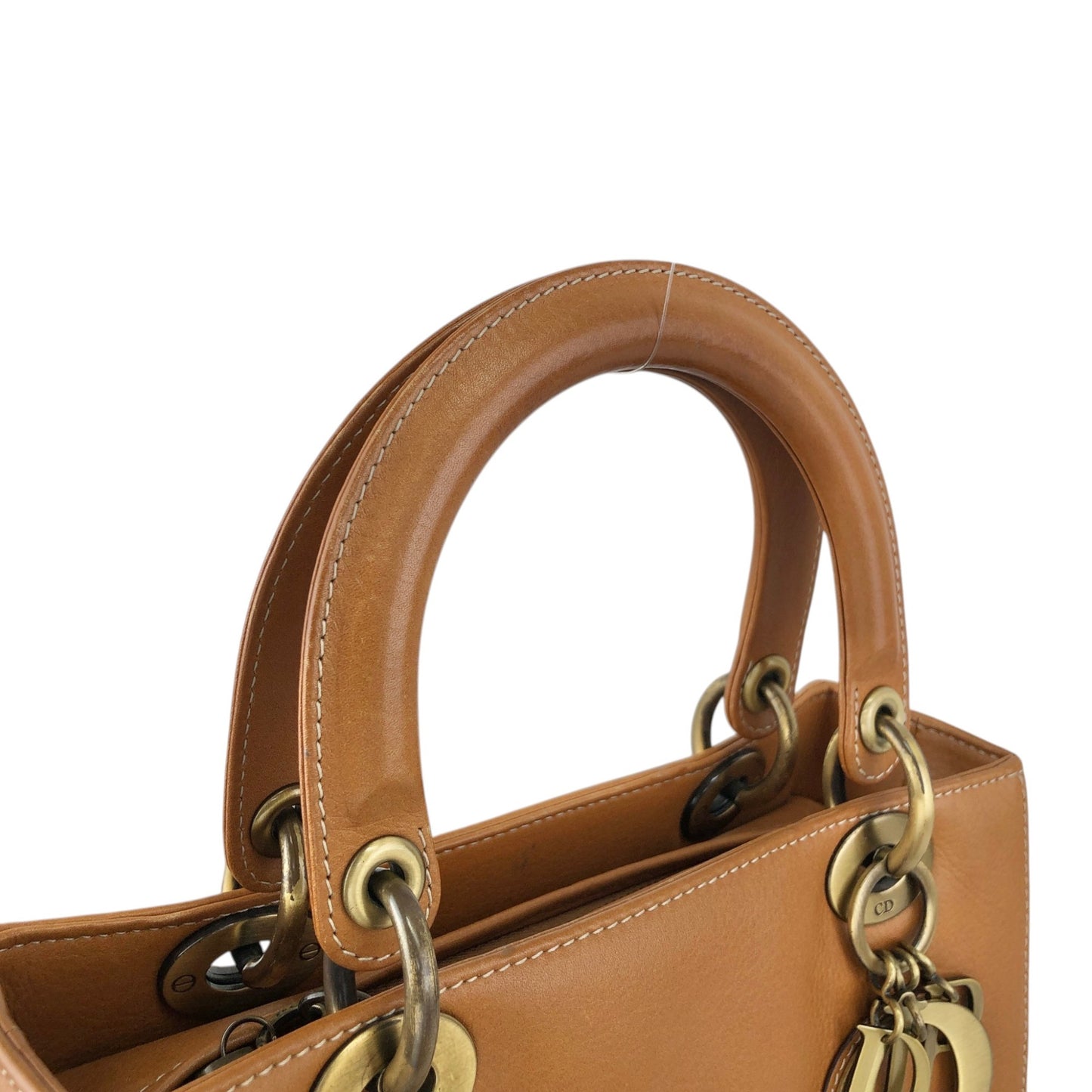 Christian Dior Lady Dior Charm Handbag Brown Vintage 5f6z3d